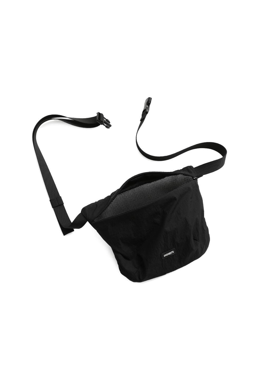 sheer nylon belt bag, black