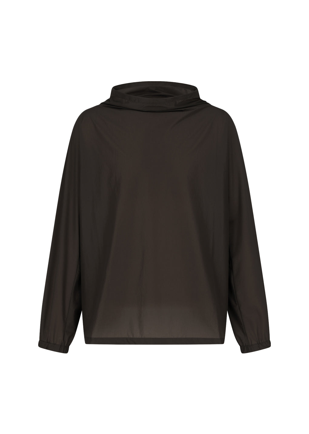 sheer nylon cowl neck anorak, brown