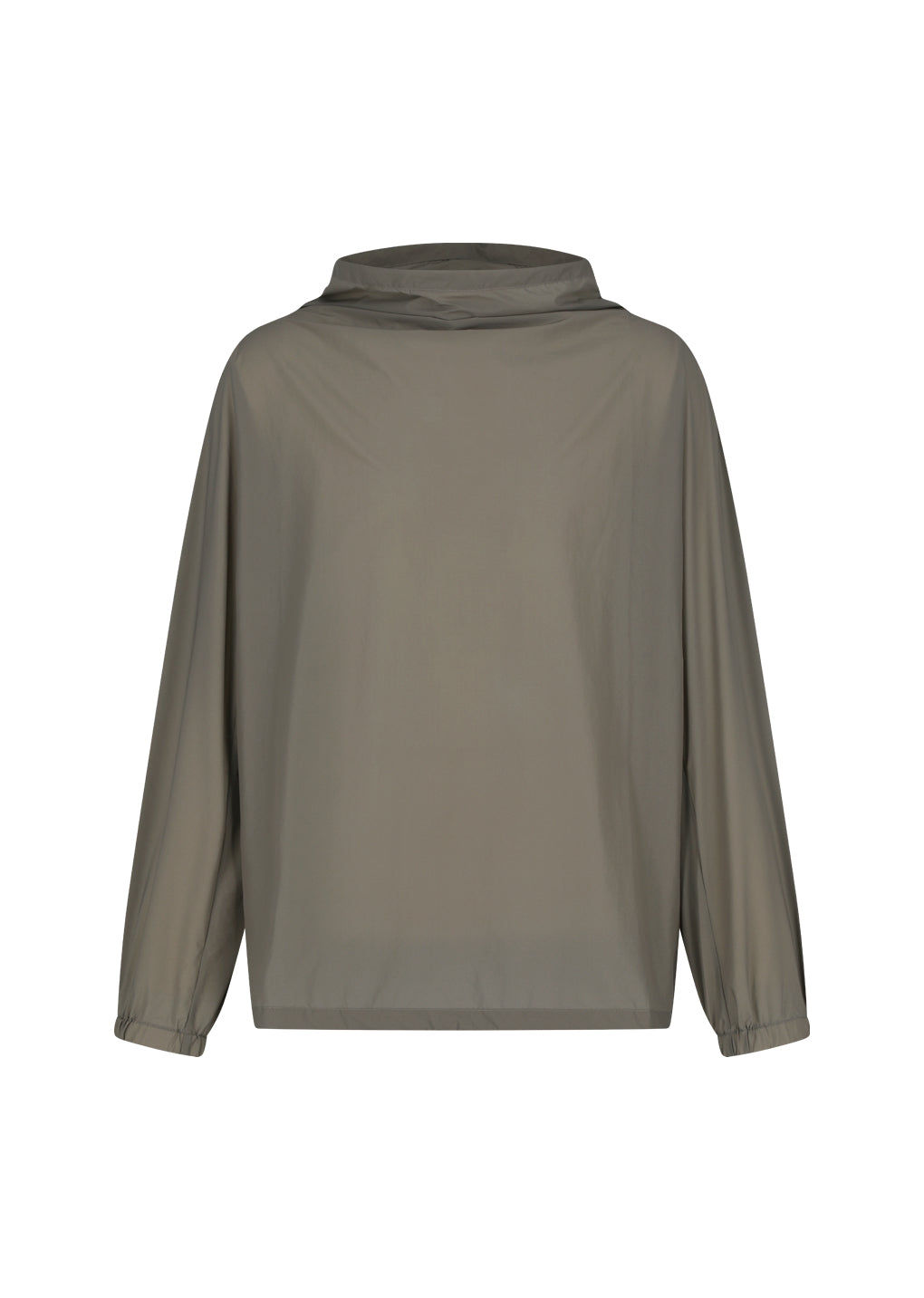 sheer nylon cowl neck anorak, grey