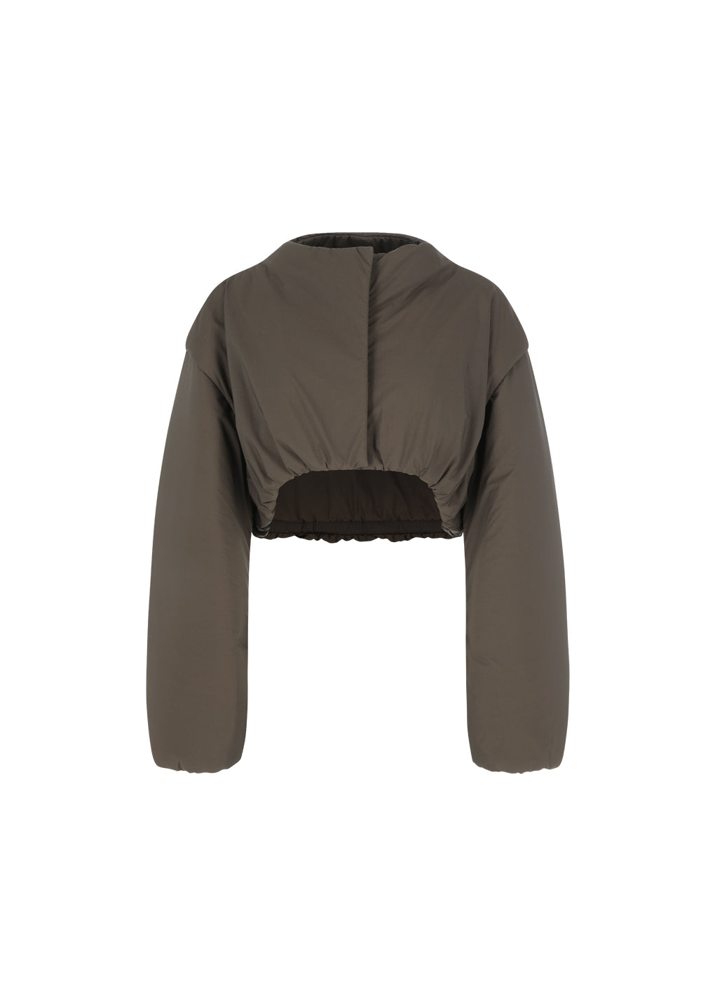 sheer nylon padded crop jumper, brown