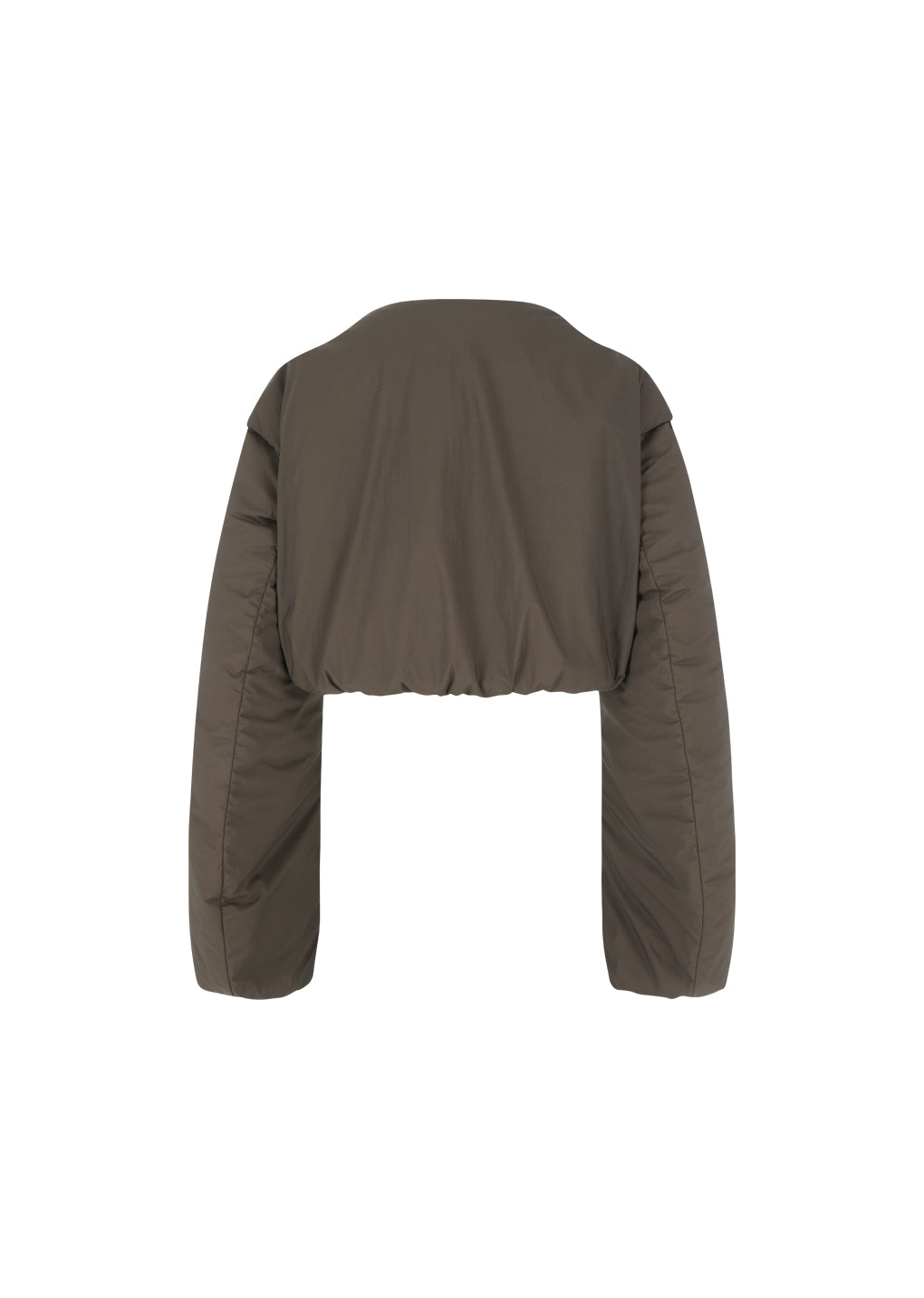 sheer nylon padded crop jumper, brown