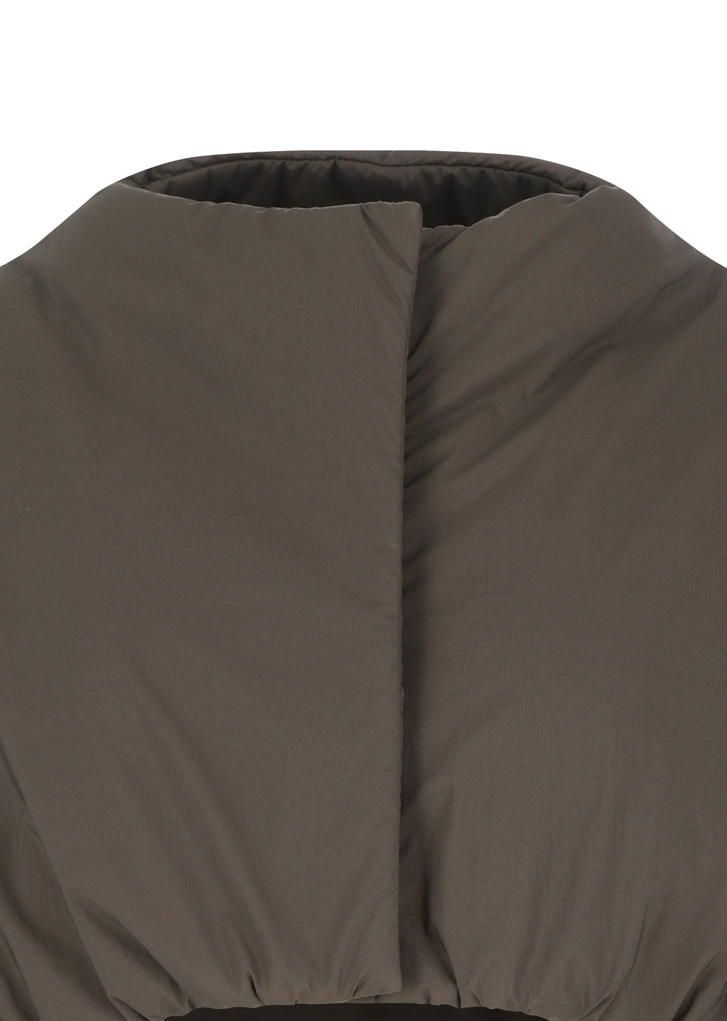 sheer nylon padded crop jumper, brown