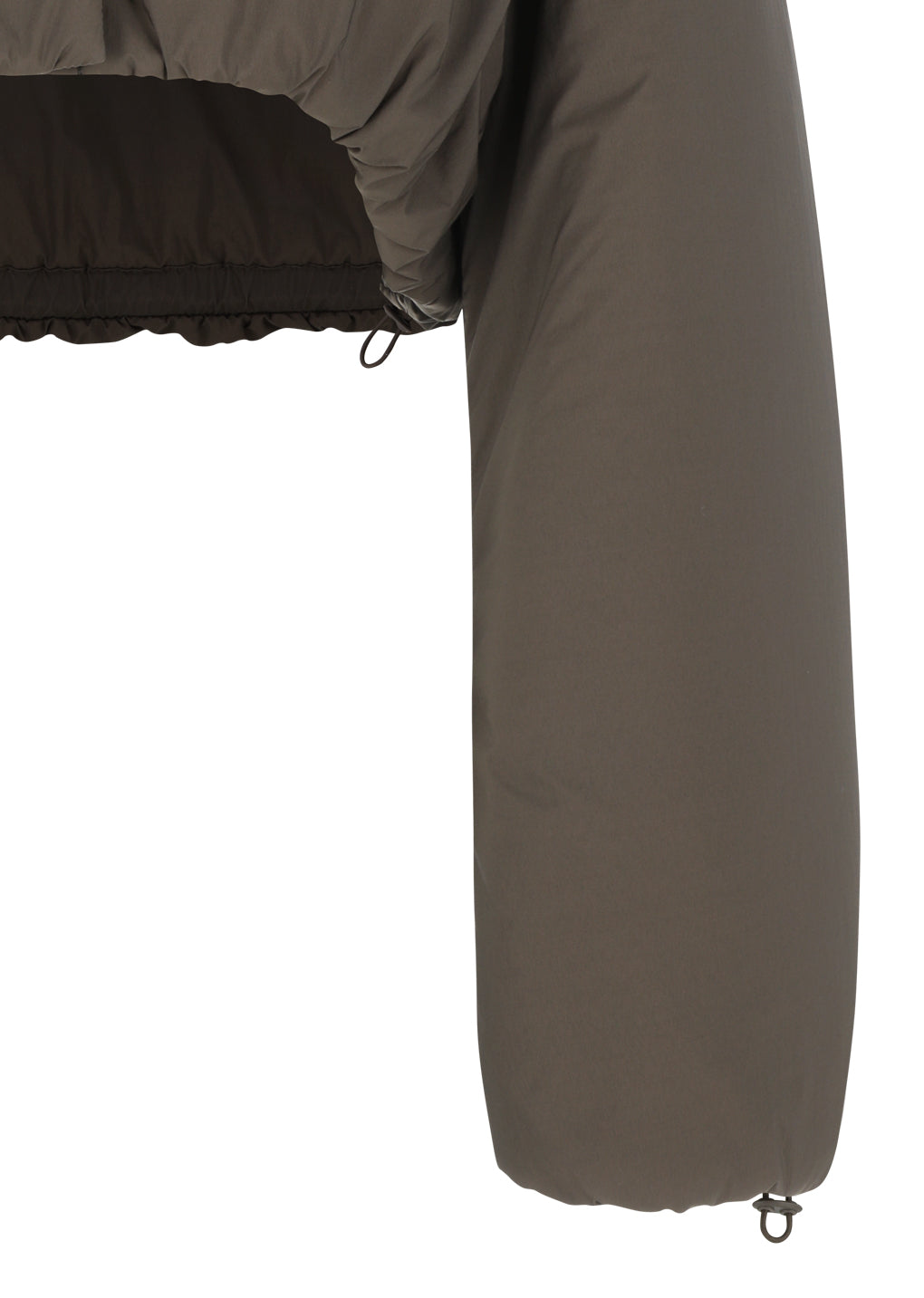 sheer nylon padded crop jumper, brown