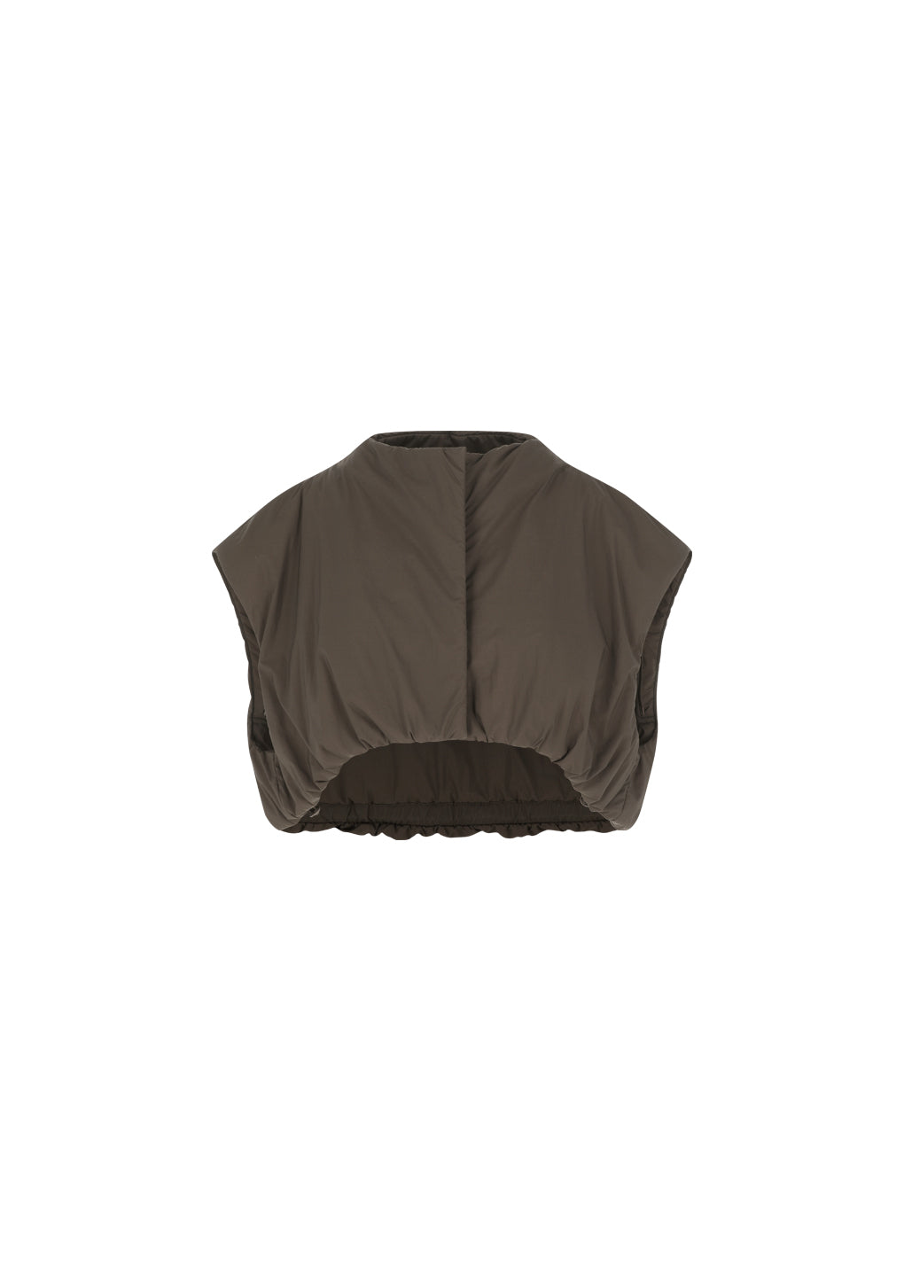 sheer nylon padded crop jumper, brown