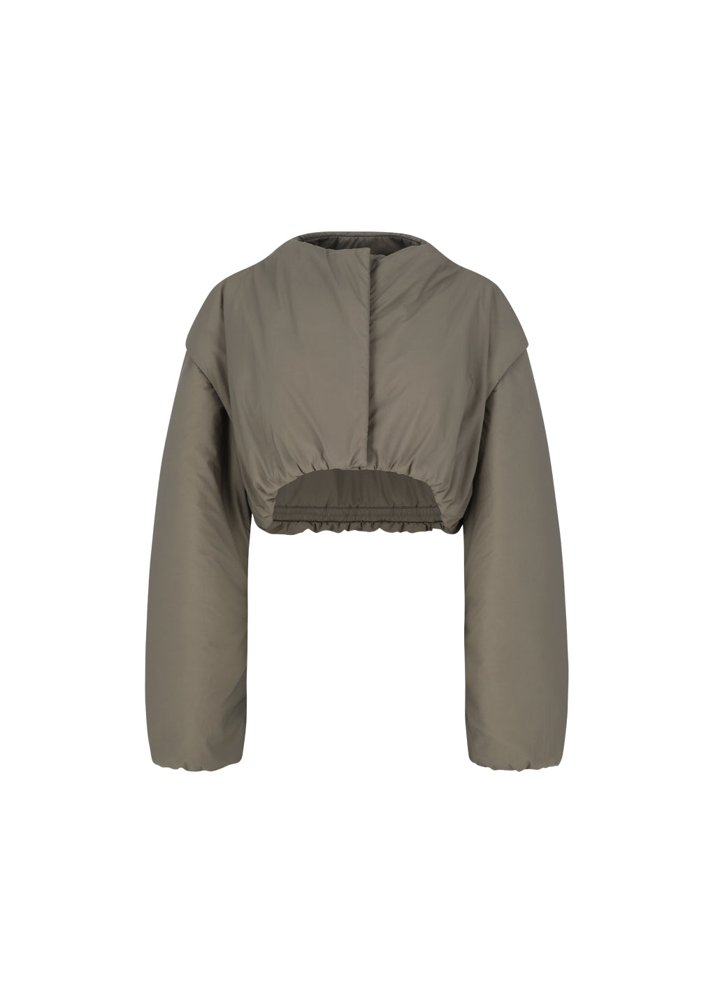 sheer nylon padded crop jumper, grey