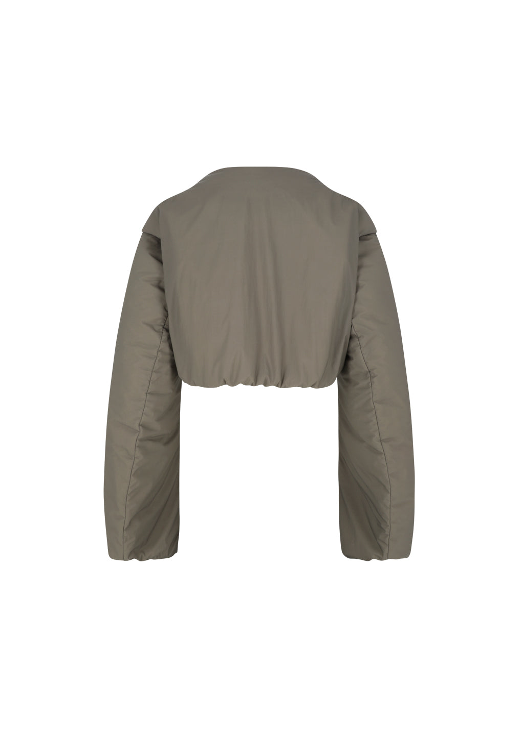 sheer nylon padded crop jumper, grey