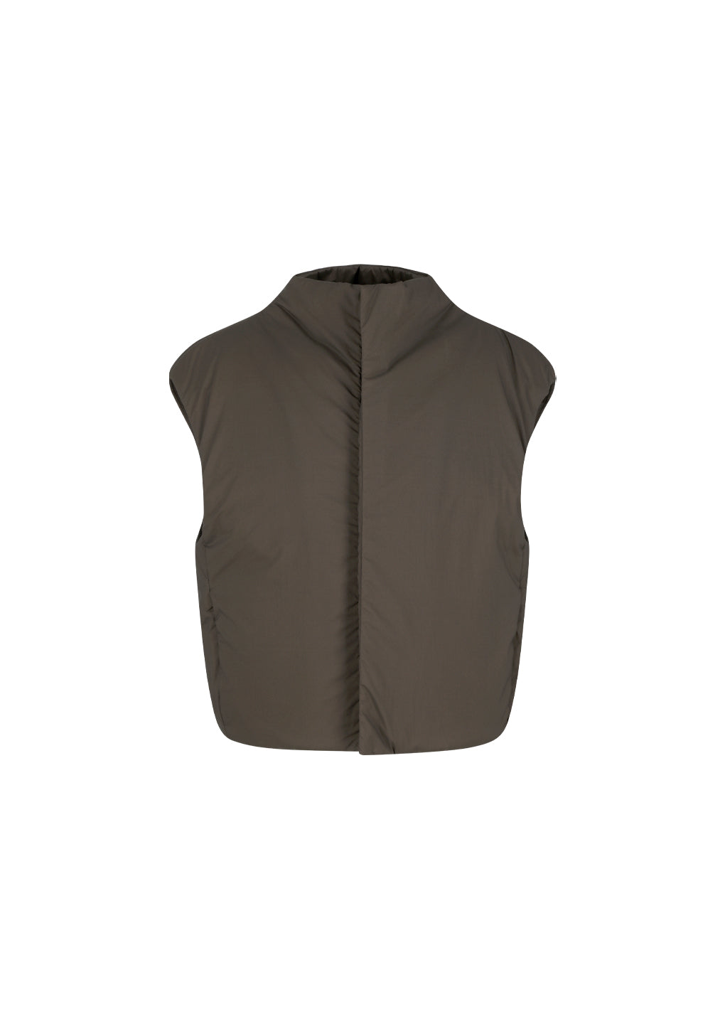 sheer nylon padded vest, brown