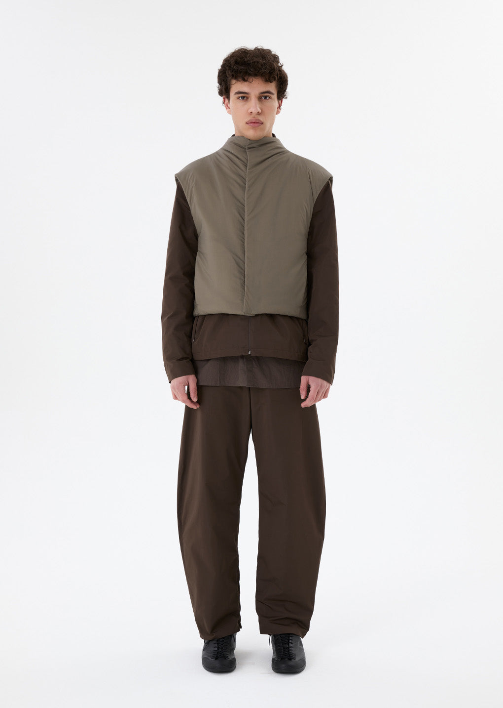 sheer nylon padded vest, grey hover