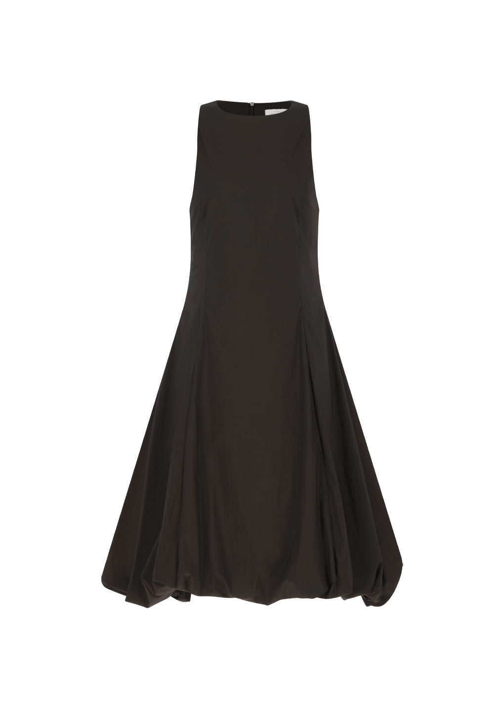 sheer padded volume dress, brown