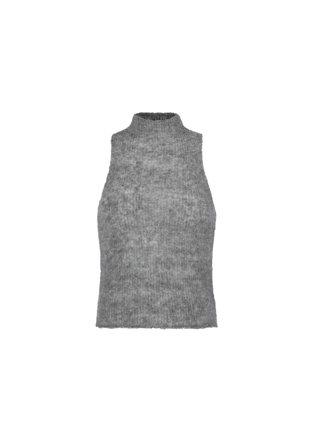 sheer sleeveless top, melange grey