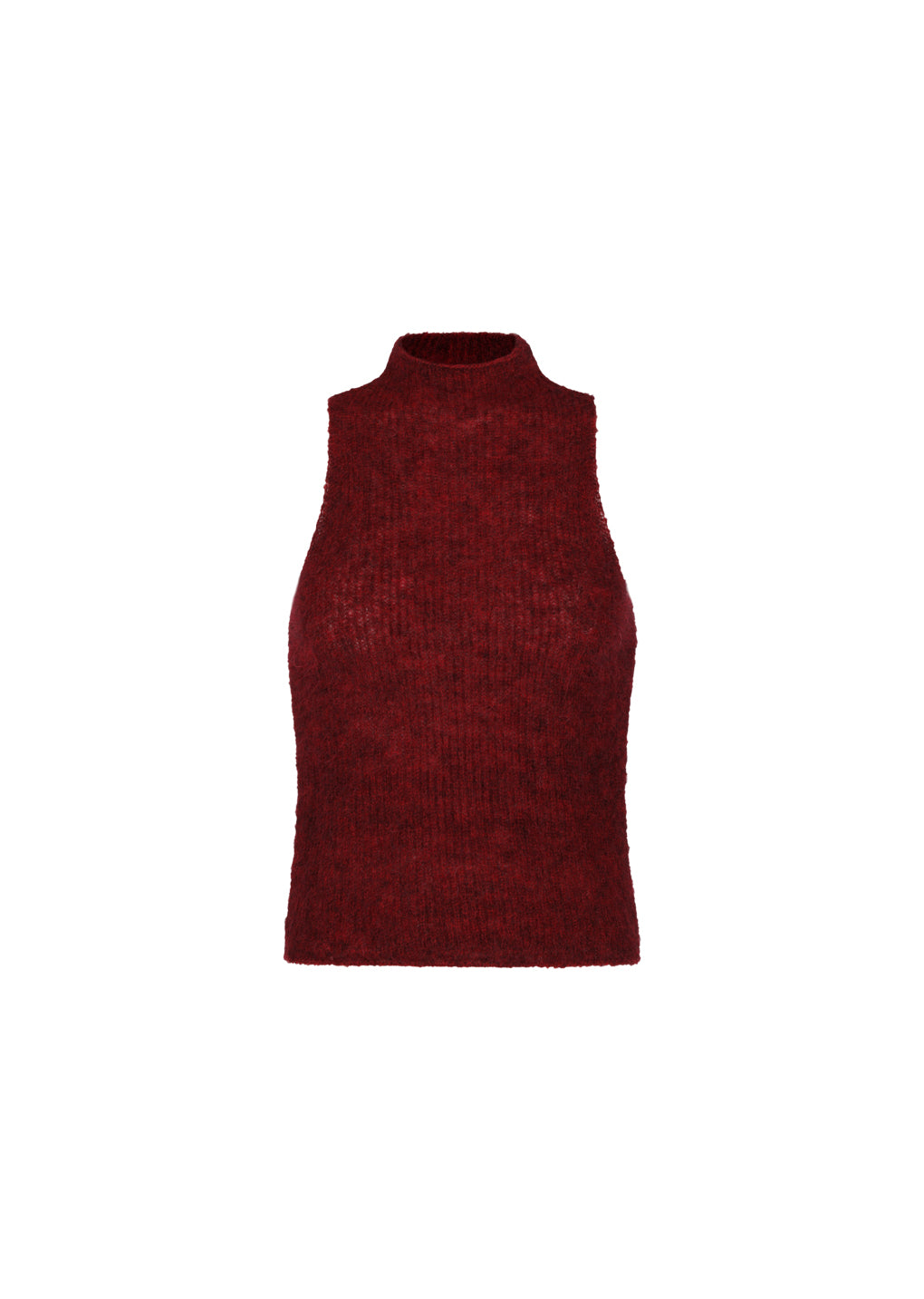 sheer sleeveless top, red