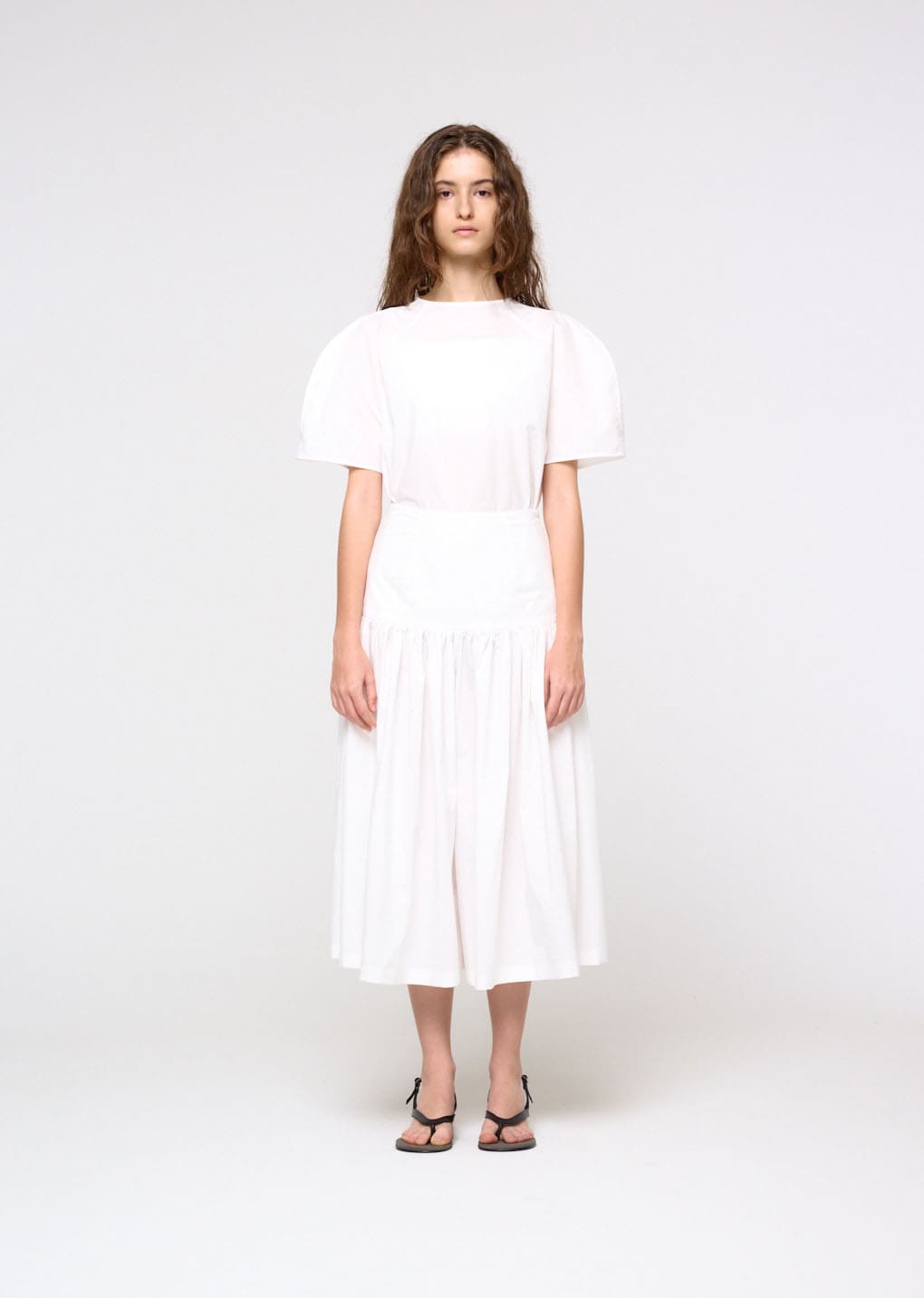 shirring culotte pants, white hover
