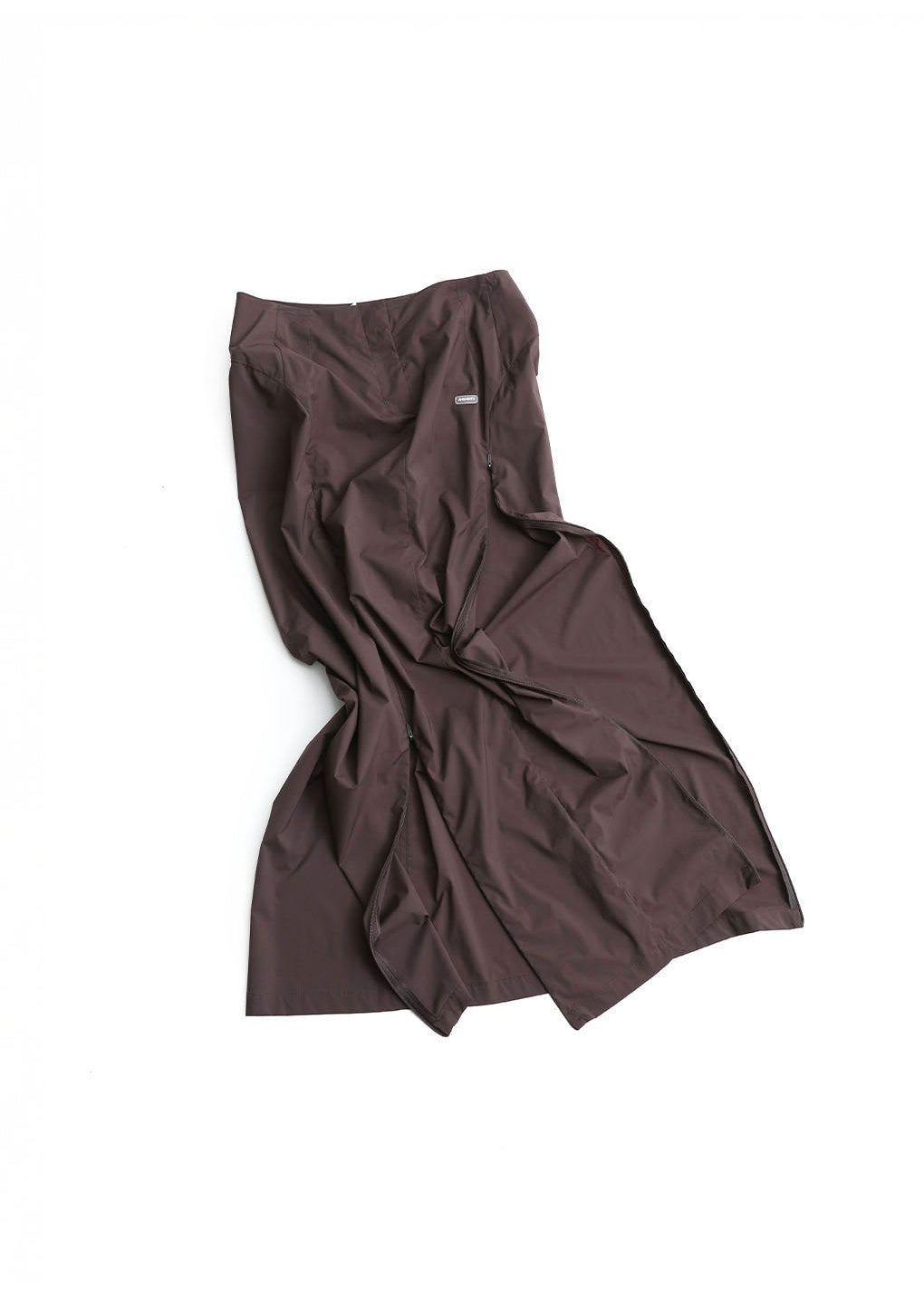 side vent long skirt, brown