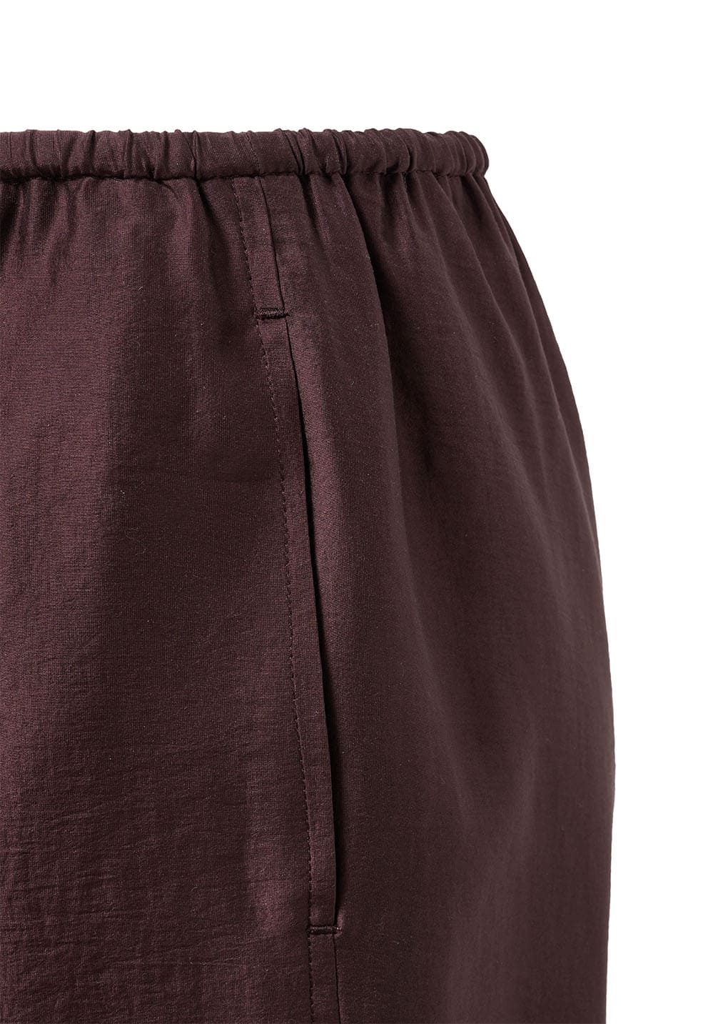 silky banding pants, burgundy
