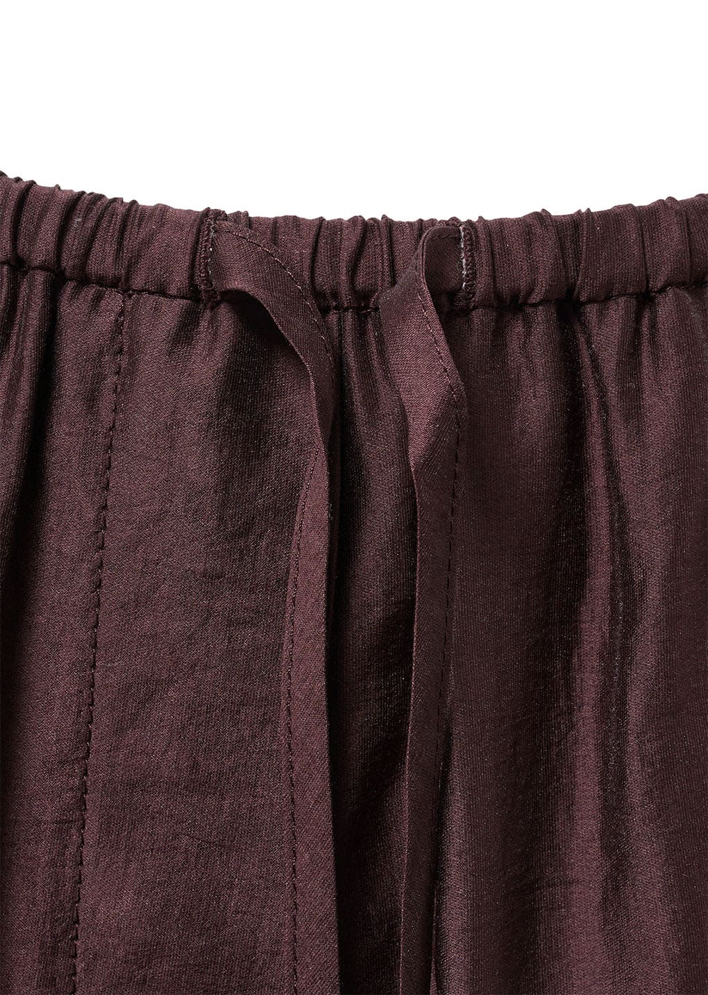 silky banding pants, burgundy