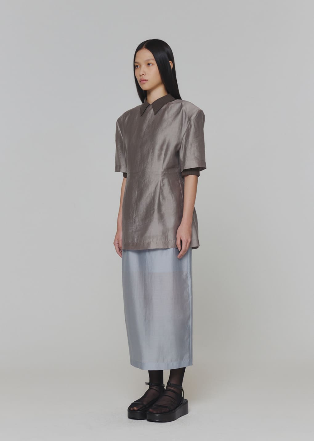 silky midi skirt, blue