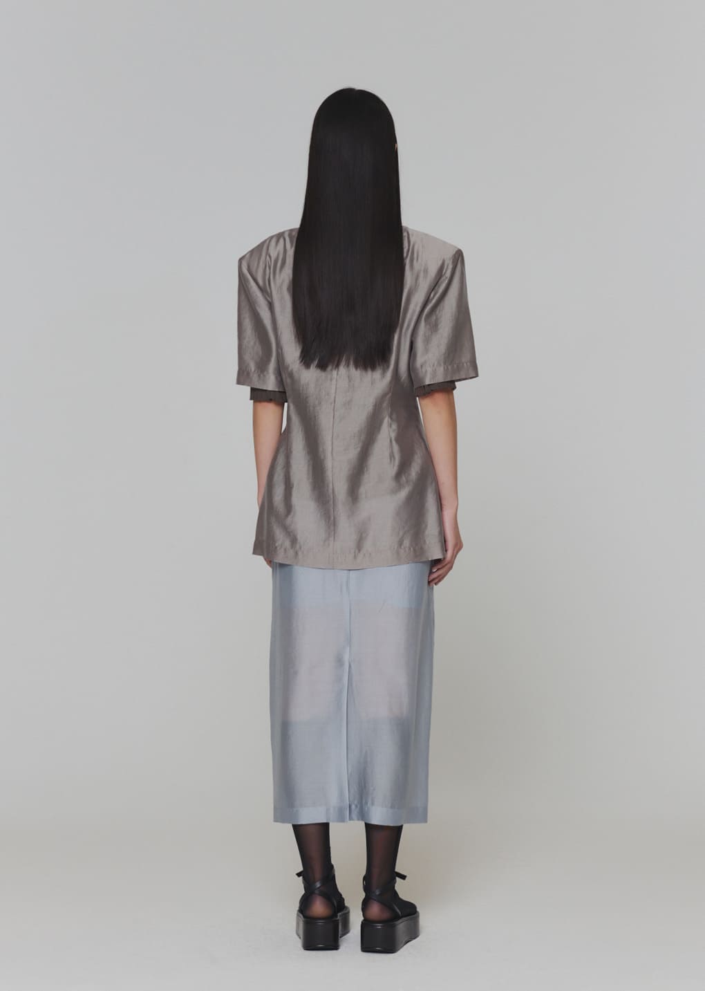 silky midi skirt, blue