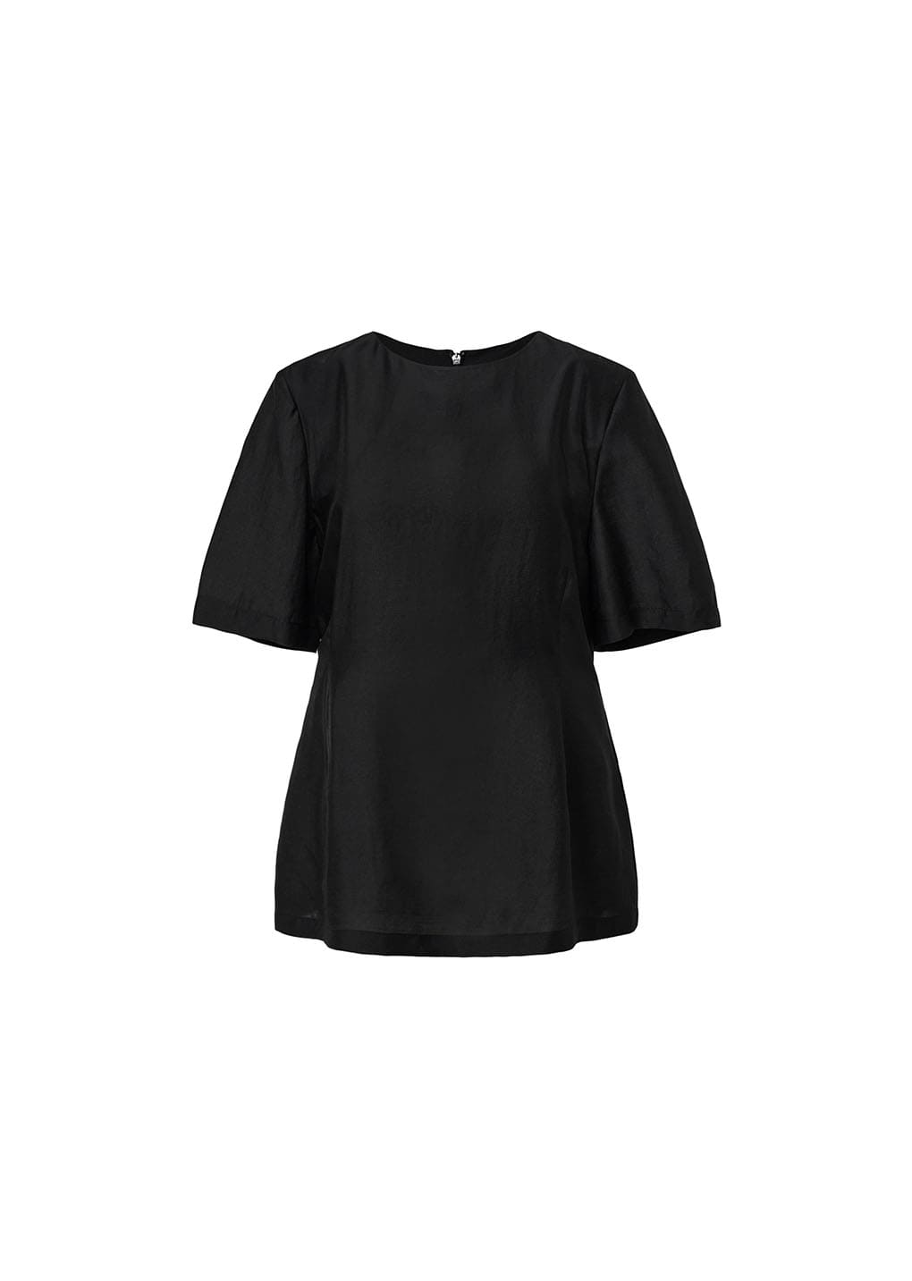 silky oversized half shirts, black
