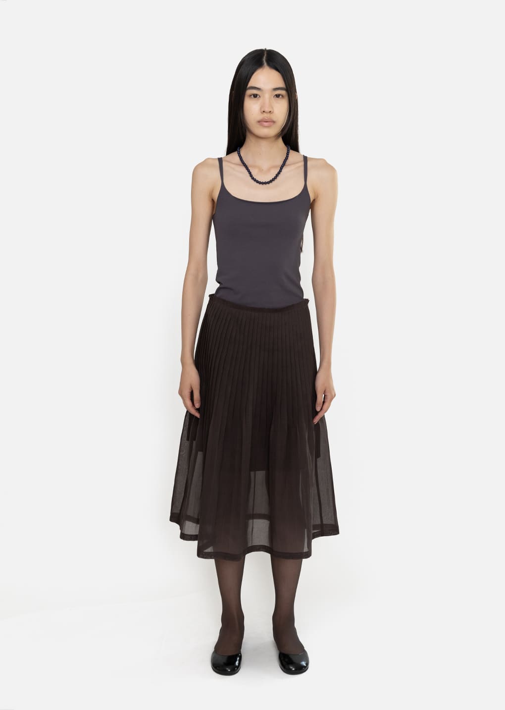 sleeveless knit top, charcoal hover