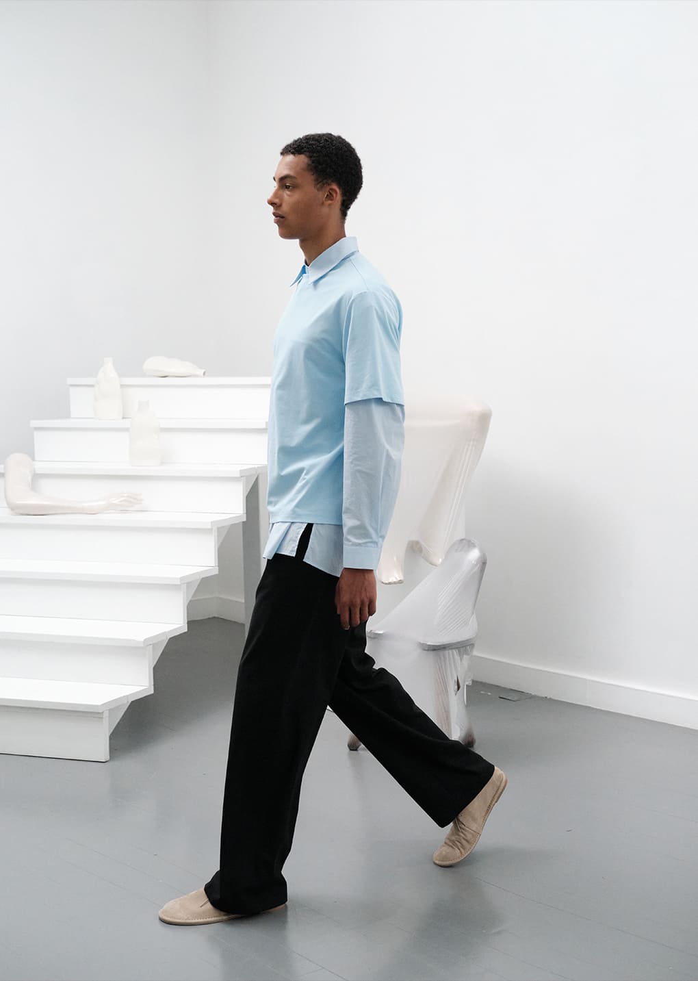 square pocket oversized shirts, light blue