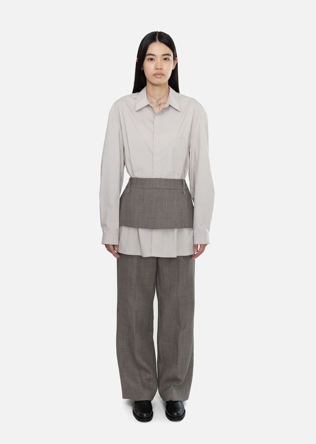 square pocket oversized shirt, beige