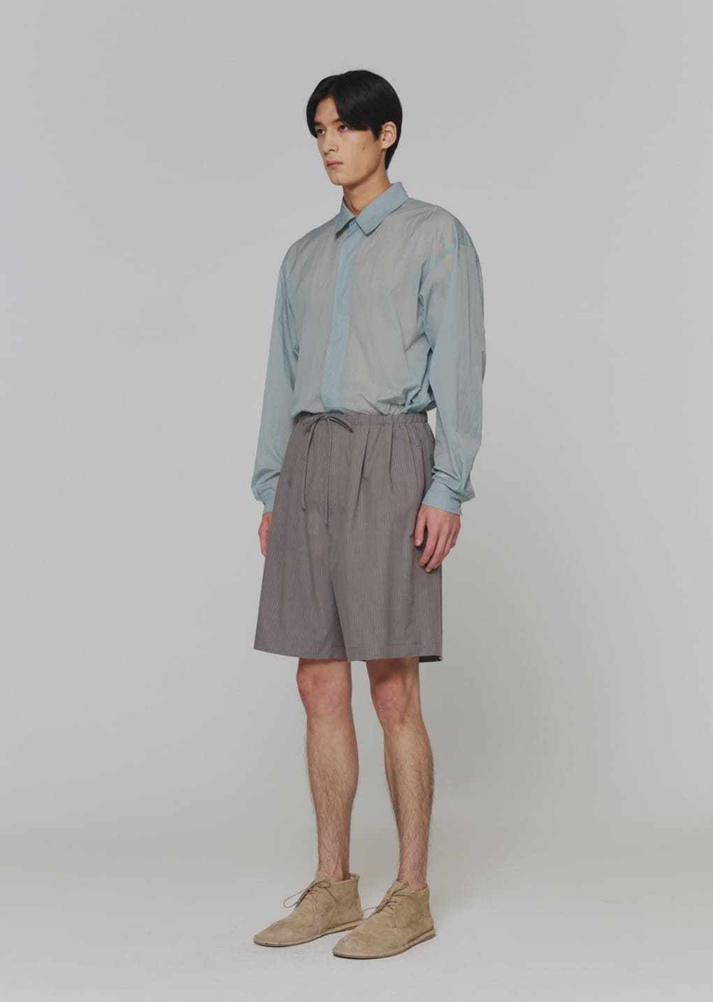 stripe banding shorts, grey