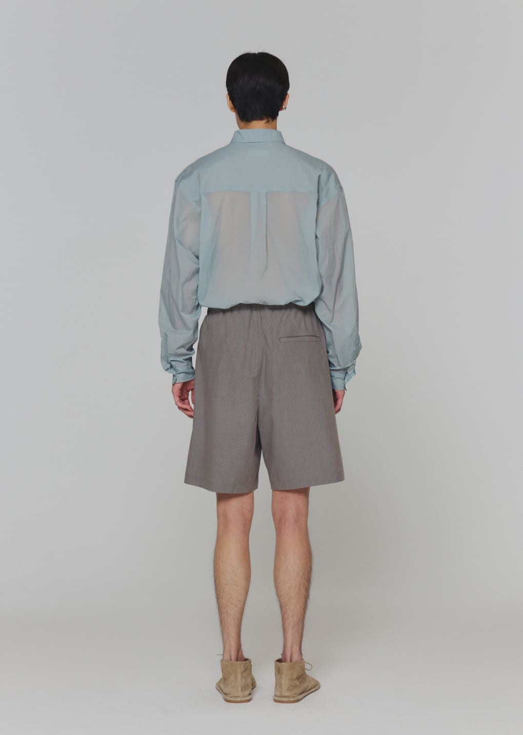 stripe banding shorts, grey