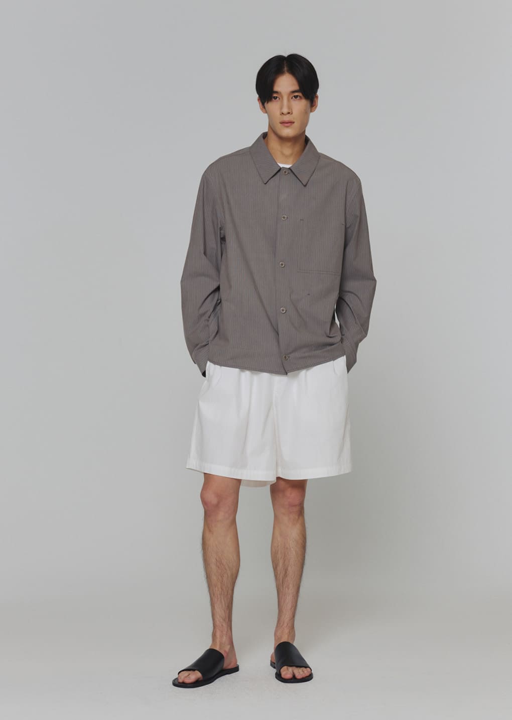 stripe pocket shirts, grey