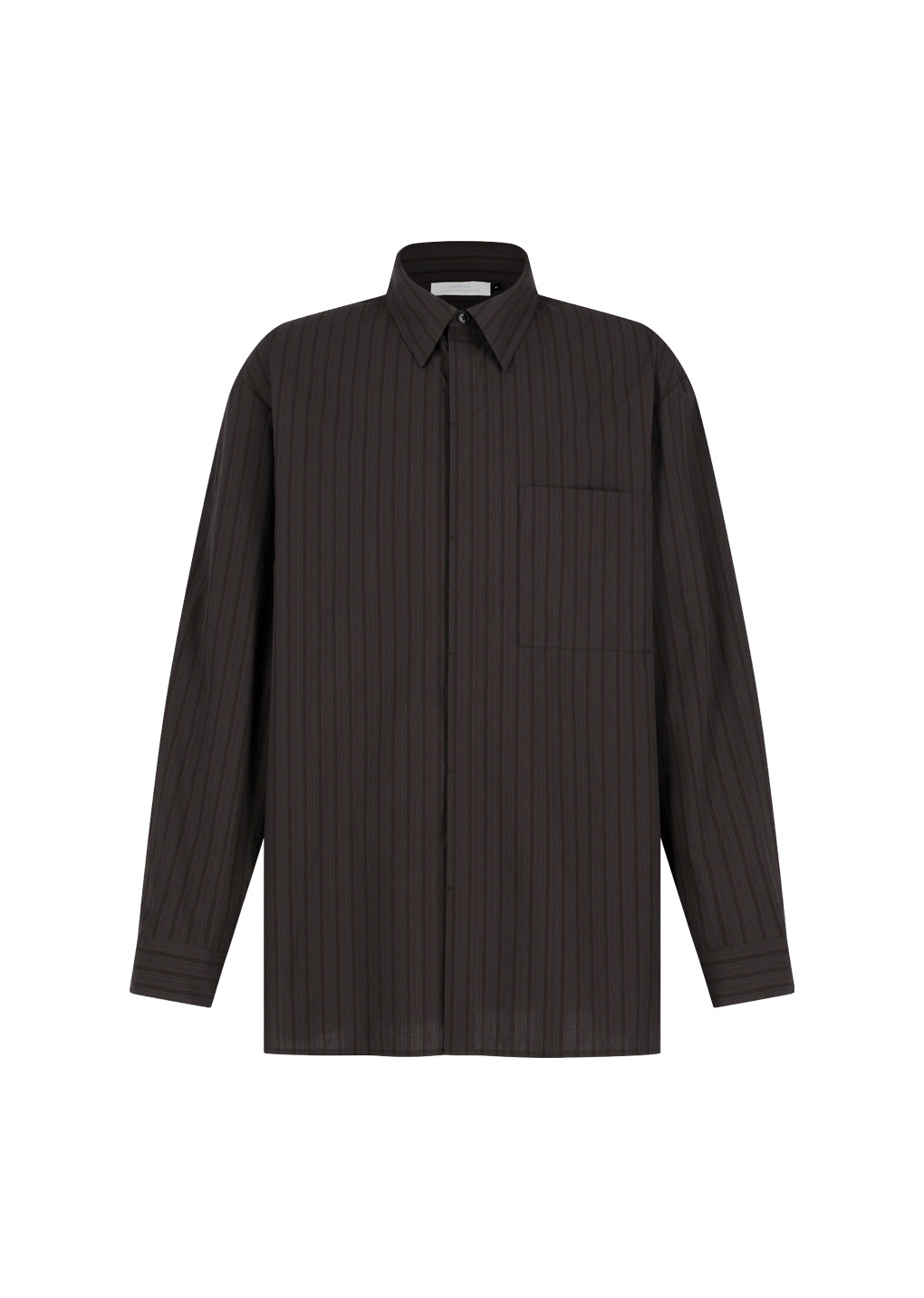 stripe square pocket oversized shirts, brown
