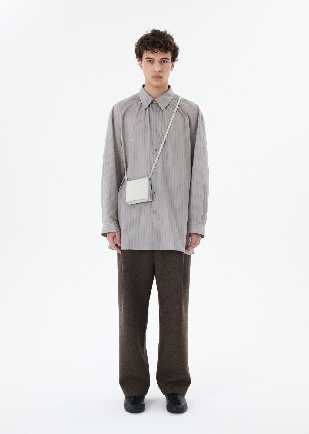 stripe shirring oversized shirts, grey hover