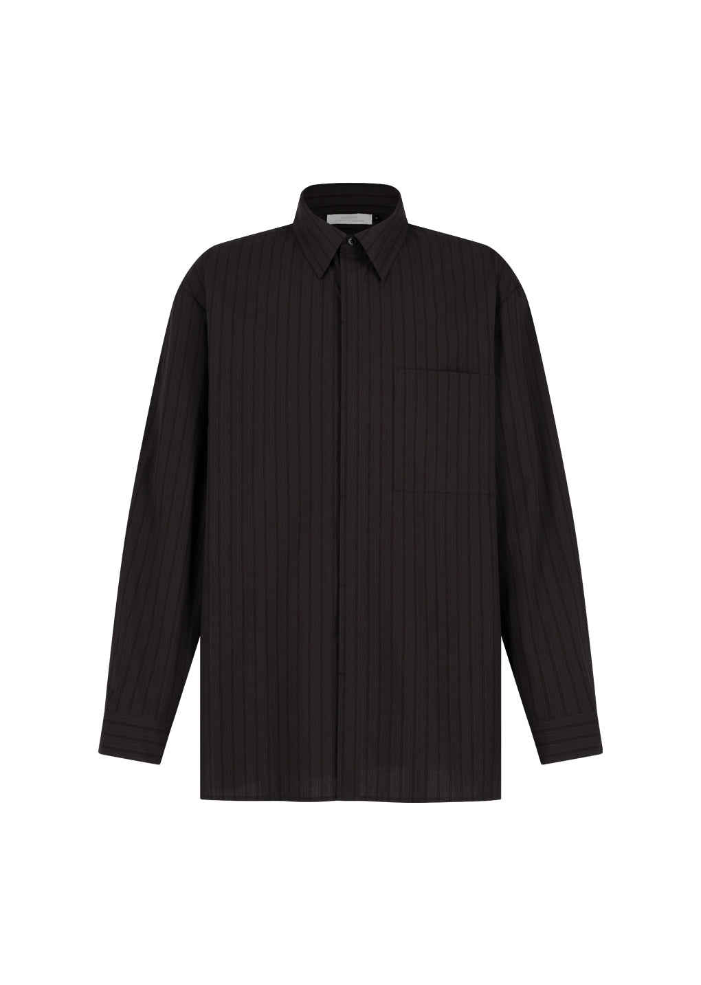stripe square pocket oversized shirts, brown
