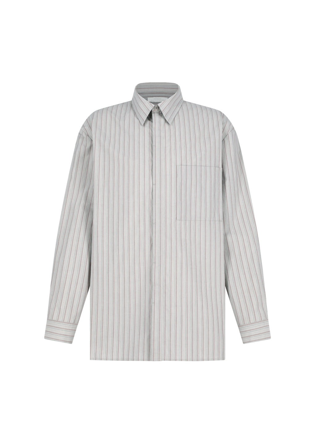 stripe square pocket oversized shirts, grey