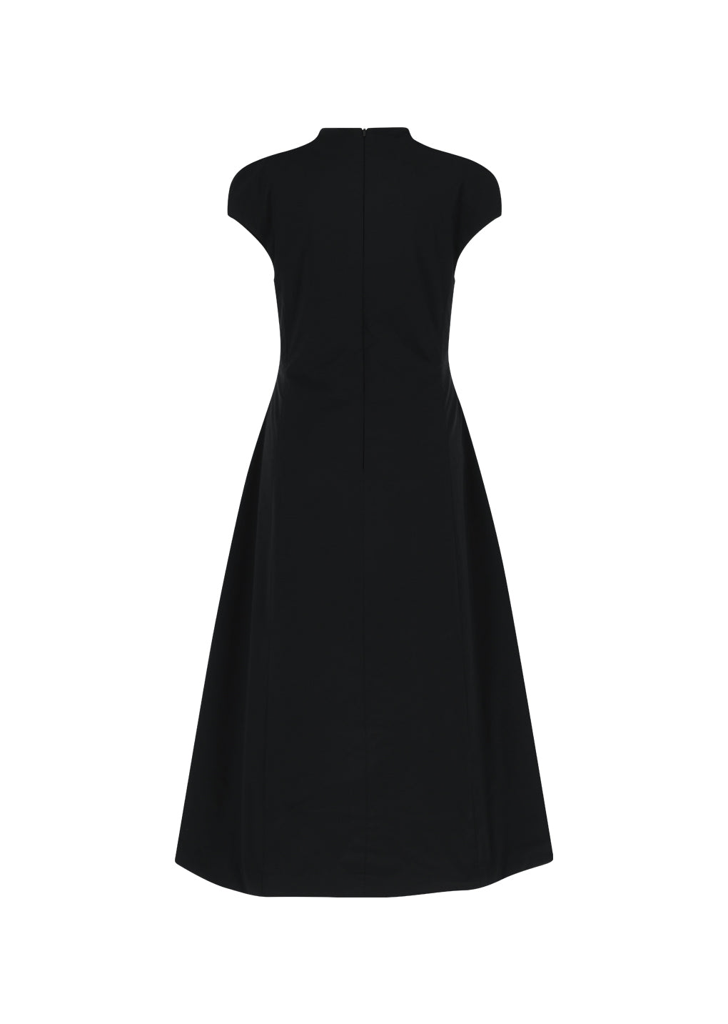 taffeta mock neck volume dress, black