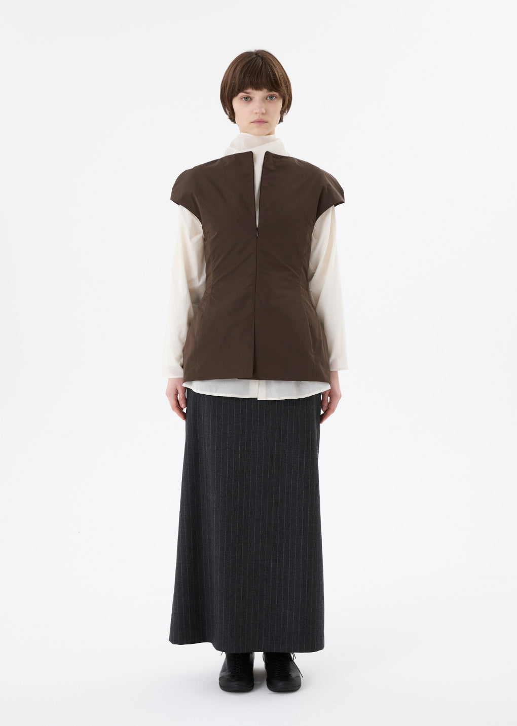 taffeta mini dress, brown hover