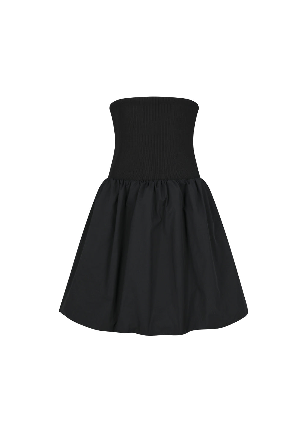 taffeta shirring mini skirt&top, black
