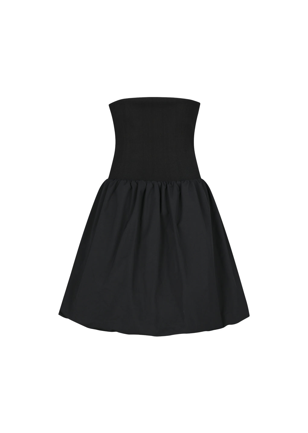 taffeta shirring mini skirt&top, black