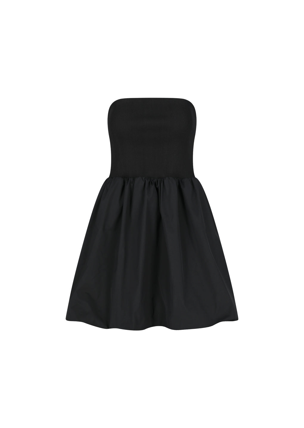 taffeta shirring mini skirt&top, black