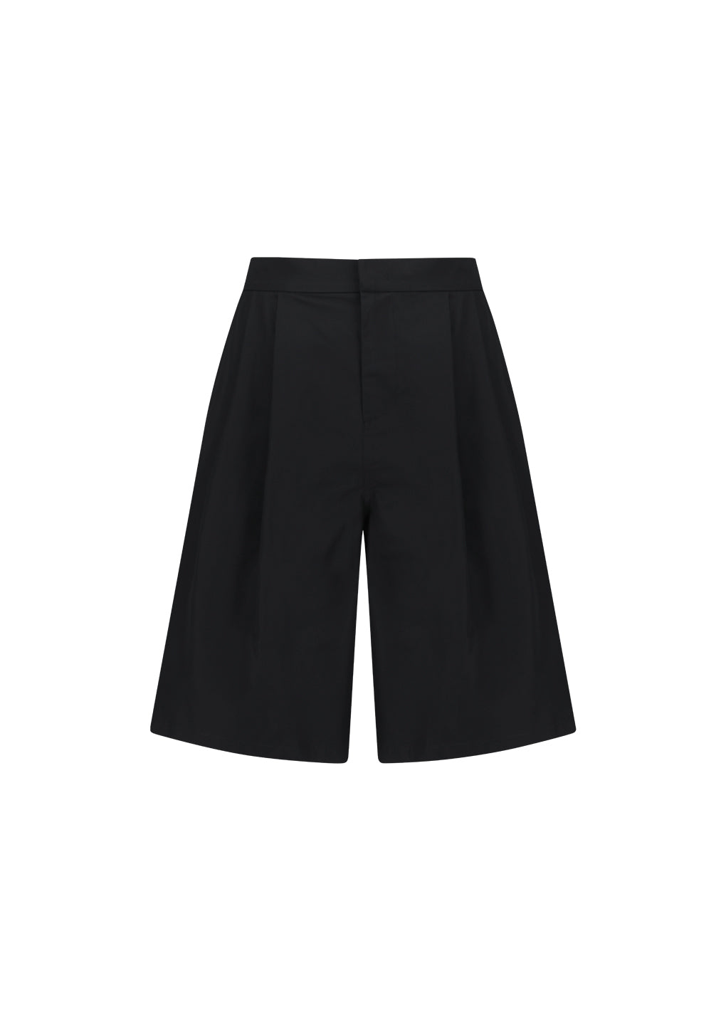 two tuck wide shorts, black