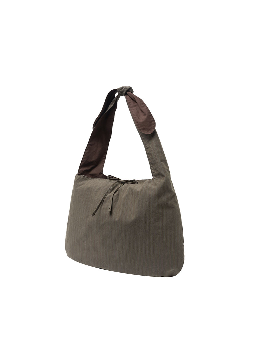 stripe large shoulder bag, brown