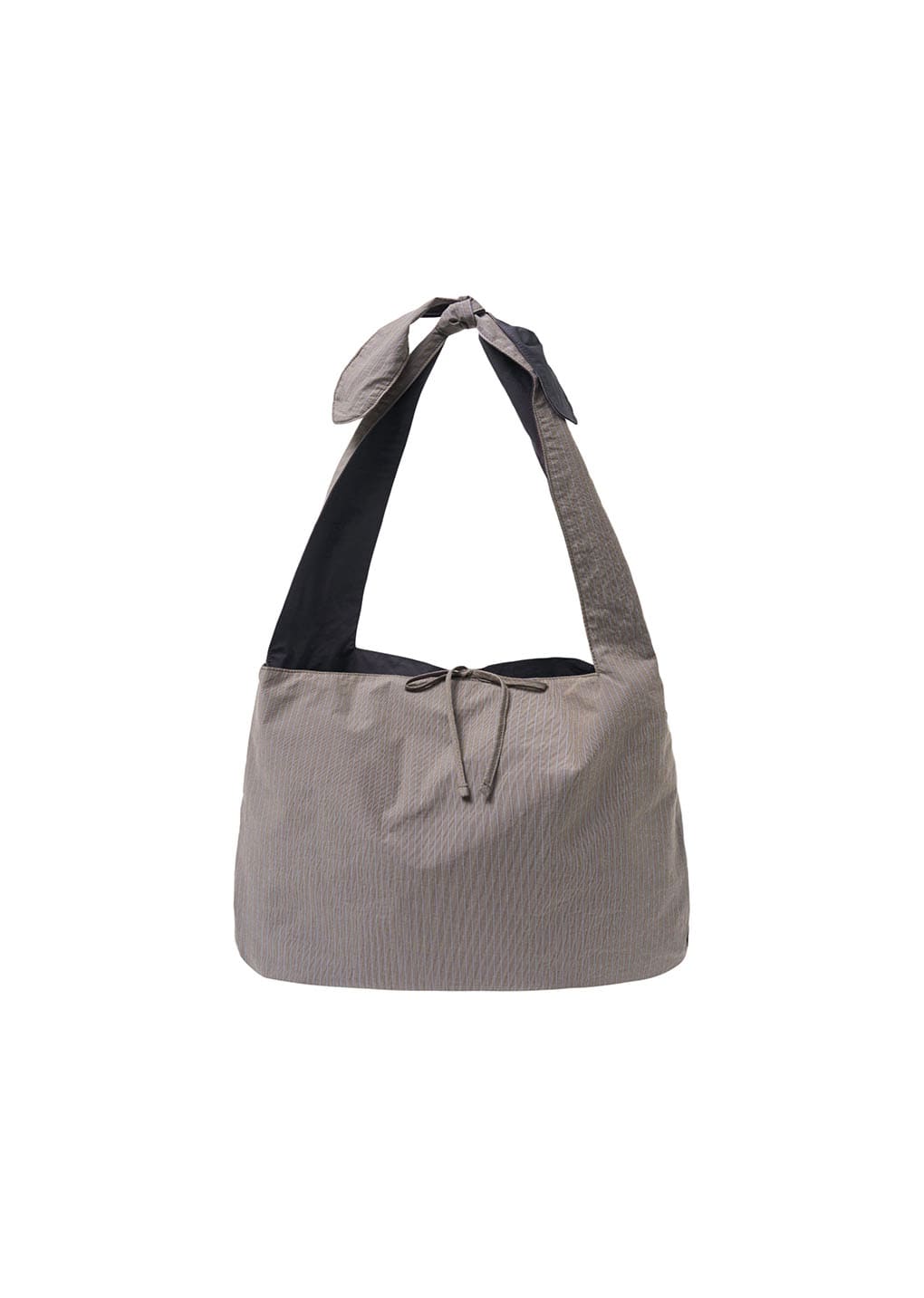 stripe large shoulder bag, grey