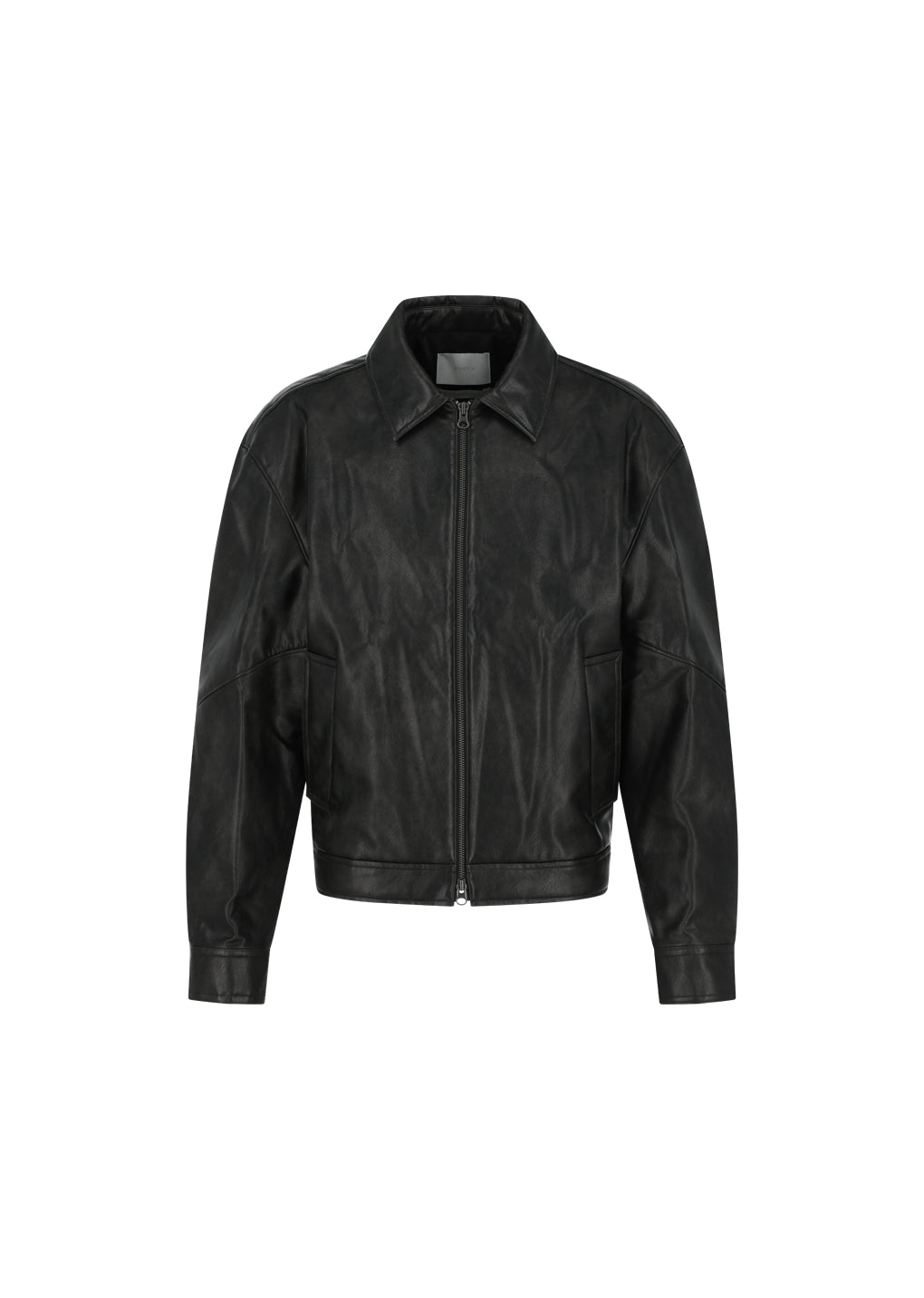 vegan leather blouson, black