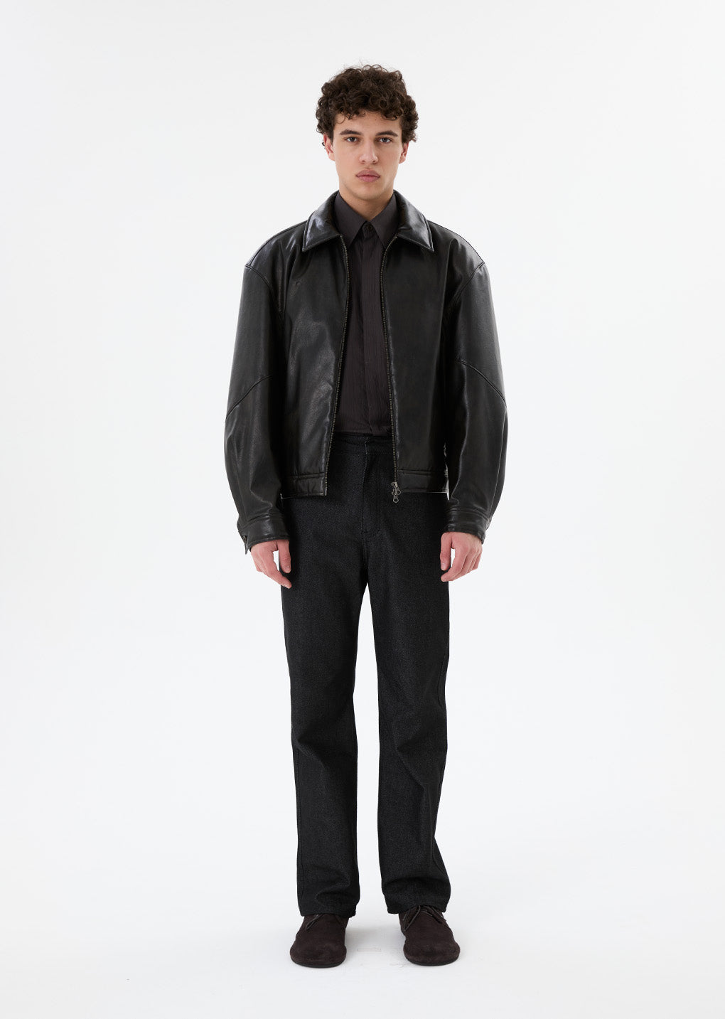vegan leather blouson, black hover