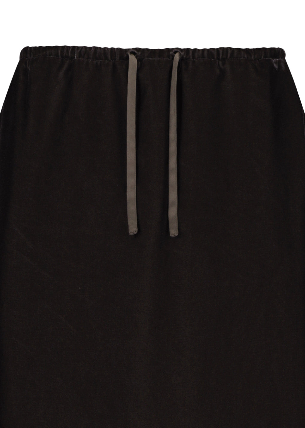 velvet drawstring maxi skirt, brown
