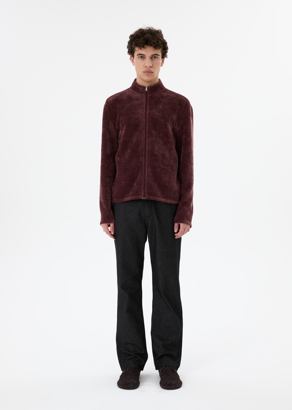 velvet zip up jumper, burgundy hover