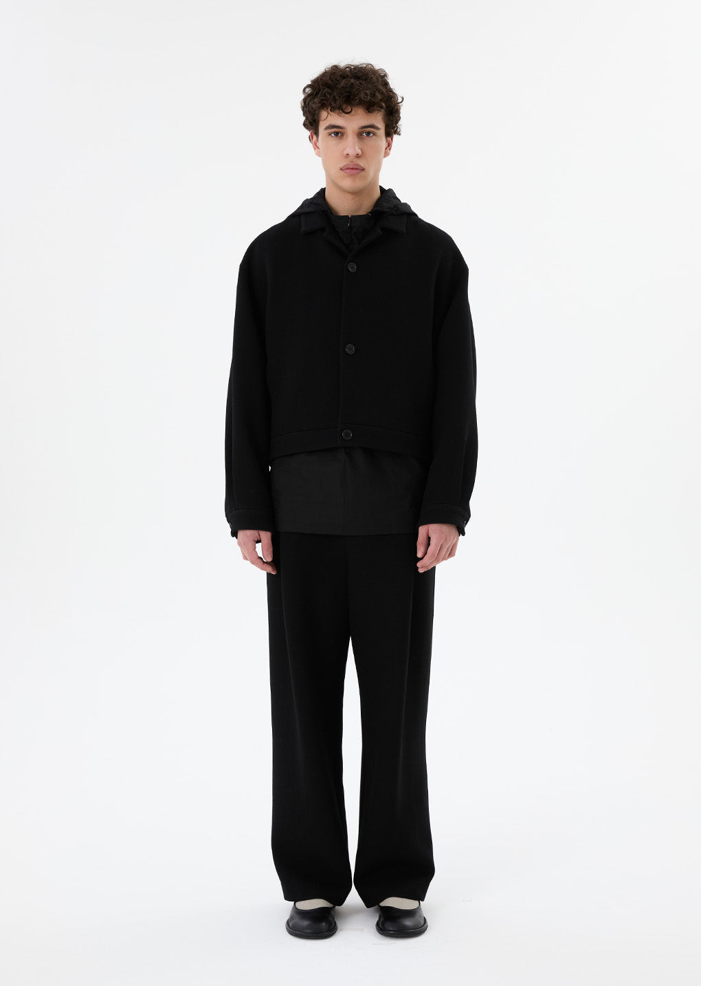 wool crop jacket, black hover