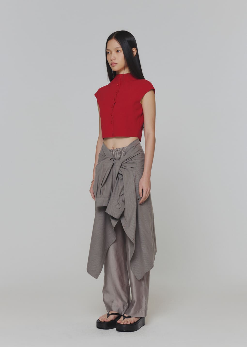 wholegarment cap sleeve cardigan, red