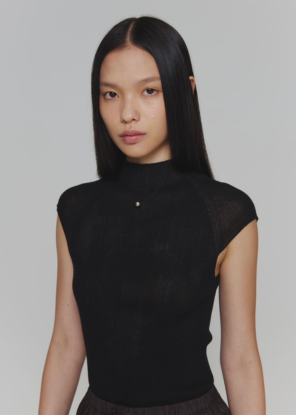wholegarment cap sleeve knit top, black