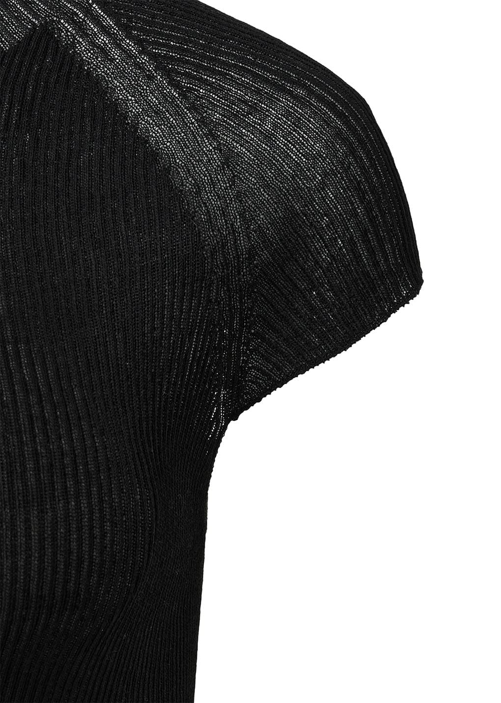 wholegarment cap sleeve knit top, black