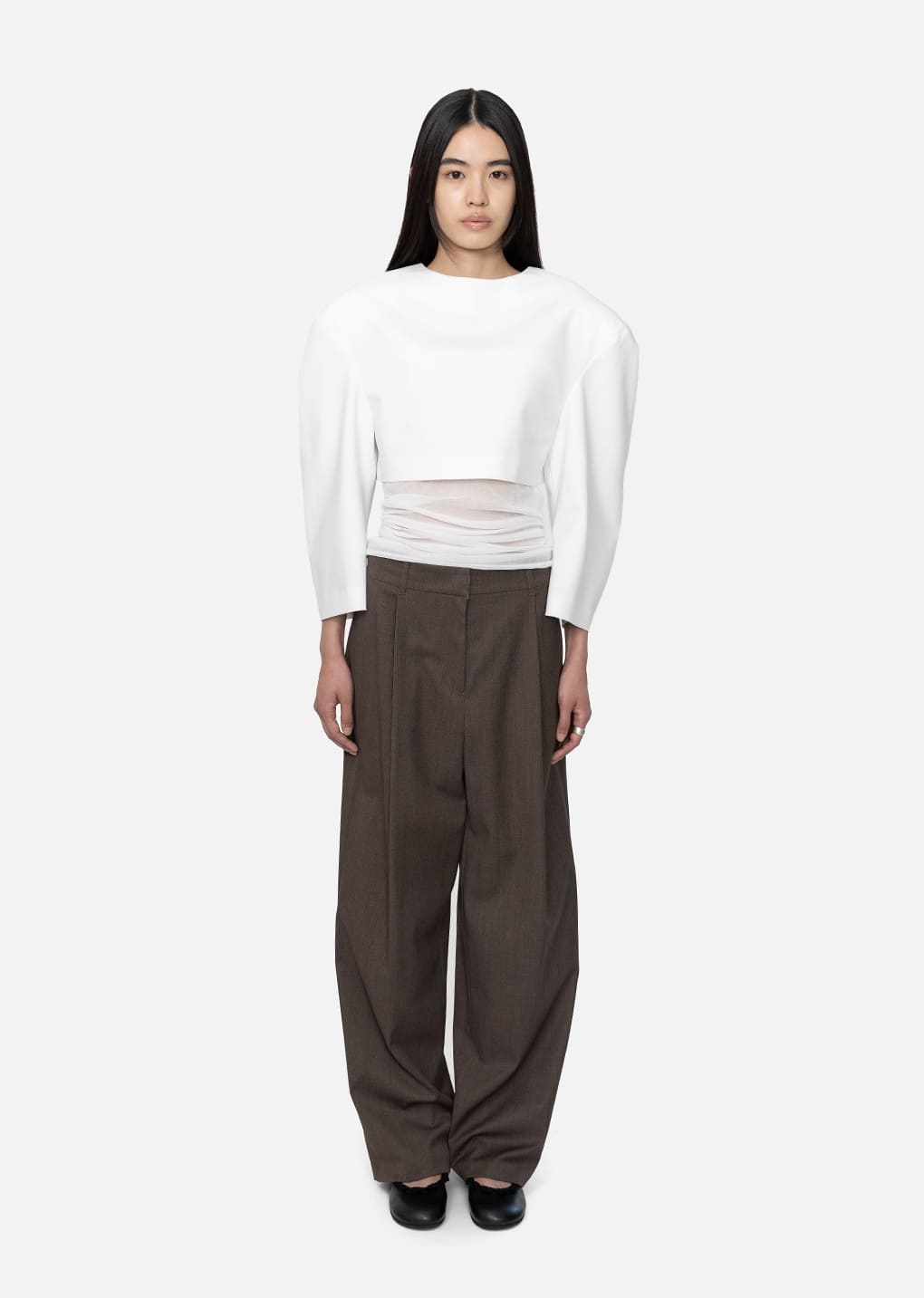 wholegarment knit sheer bandeau, white hover