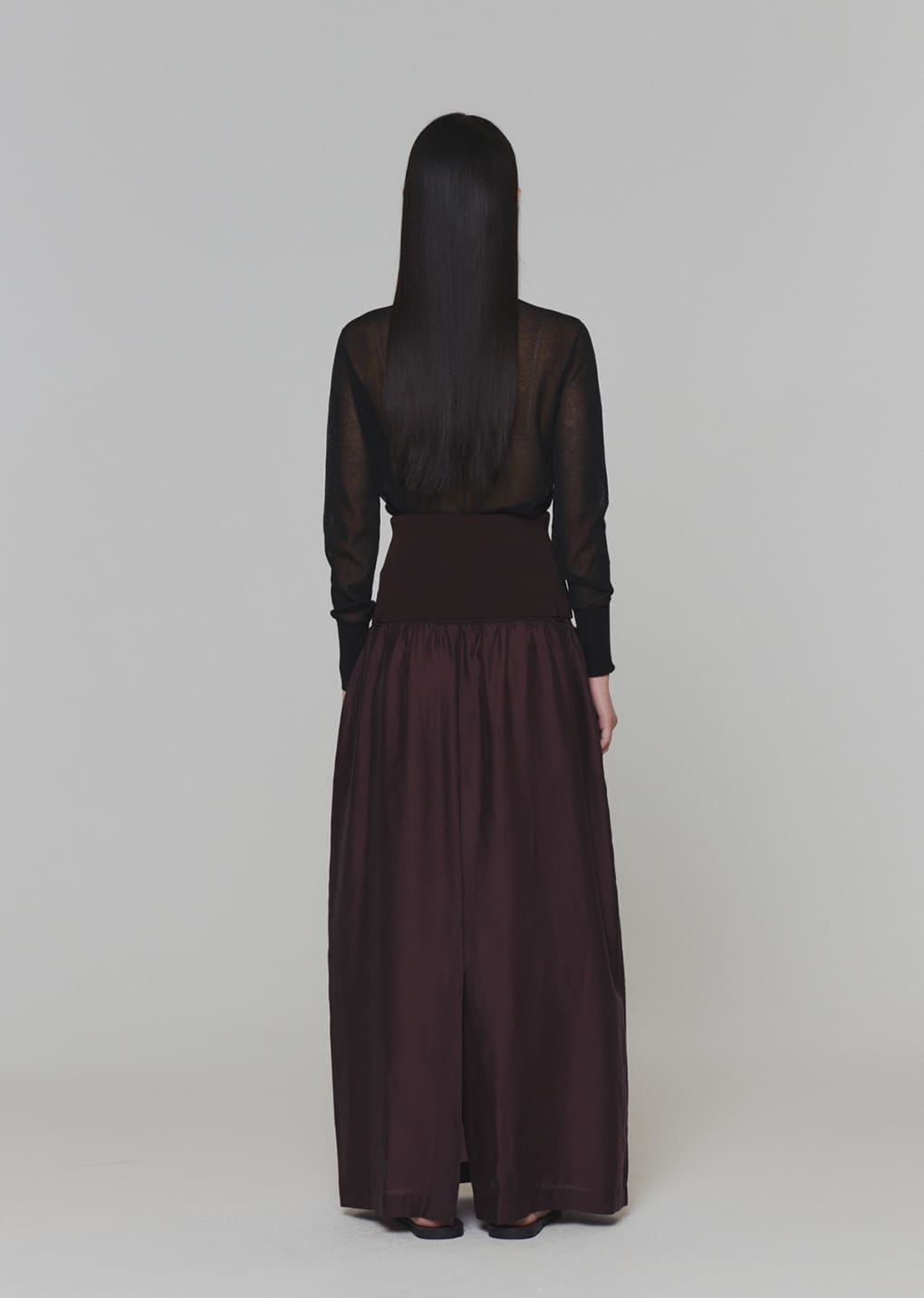 wholegarment sheer cardigan, black